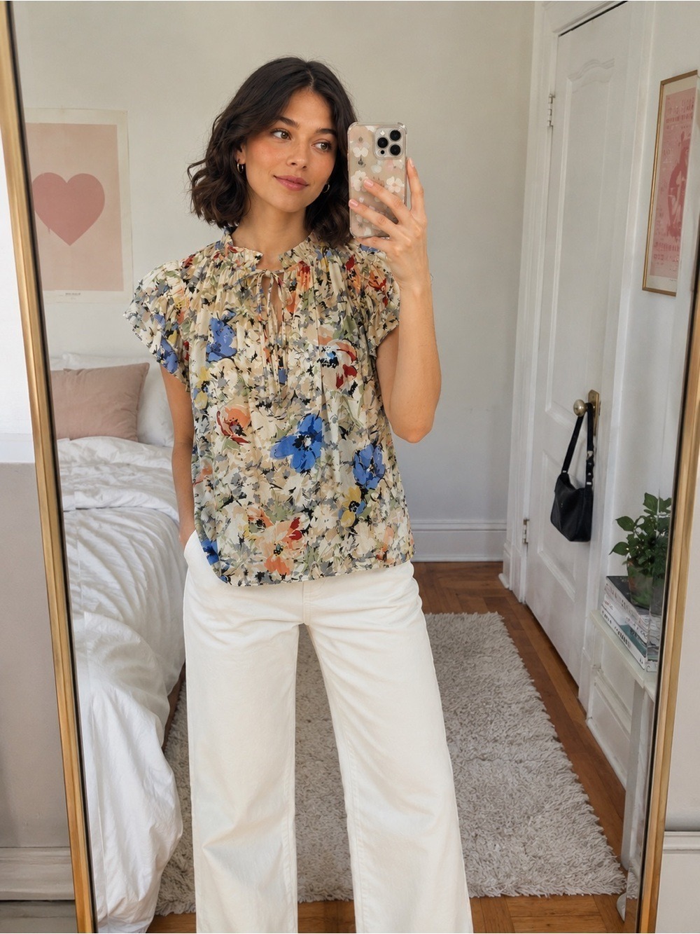 Philosophy Republic Clothing Floral Flutter Sleeve Boho Blouse small cottagecore - Picture 10 of 10